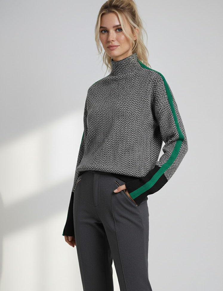 Vittoria | Maglione Collo Alto con Banda Laterale